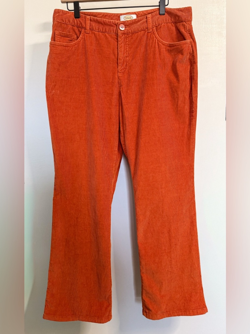 Talbots Petite Rust Corduroy Straight Leg Pants 12P Stretch Cotton
